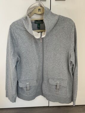 Lauren Ralph Lauren Gray Light Zip up  Jacket ( FLAWS)